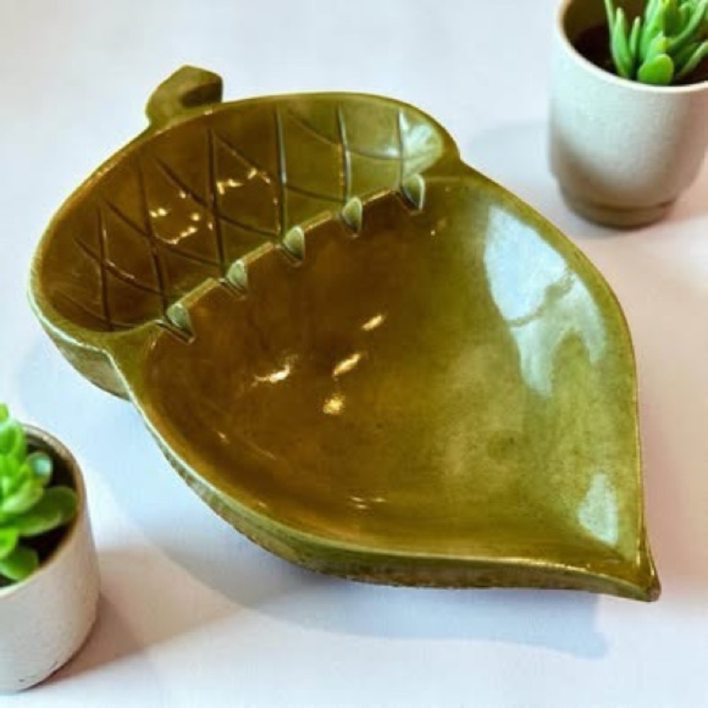 1960s Mid-Century Acorn-Shaped Ashtray / Candy Dish – 8.5” x 5.25”